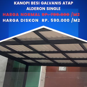 kanopi besi galvanis atap alderon single